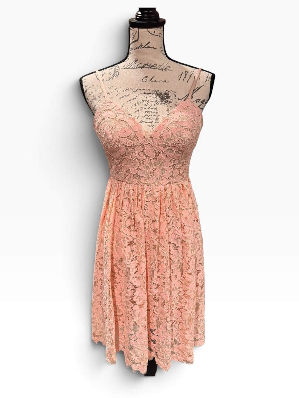Eliza J Blush Lace Midi Dress with Spaghetti Straps